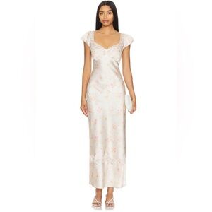 NWT FREE PEOPLE Butterfly Babe Maxi Dress size L Cream Combo